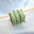 Sea Green Dotted Golden Viral Kashmiri Bangles