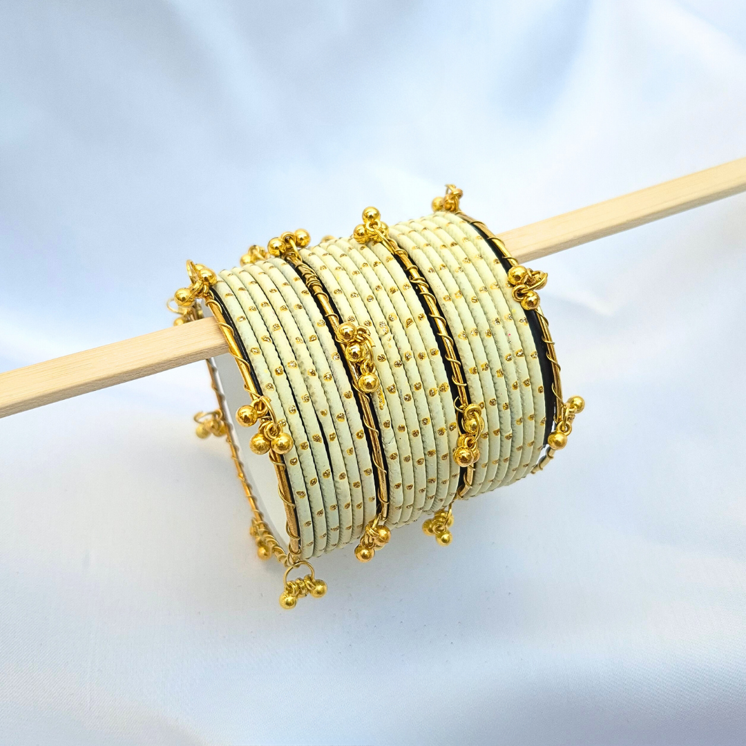 Lemon Dotted Golden Viral Kashmiri Bangles