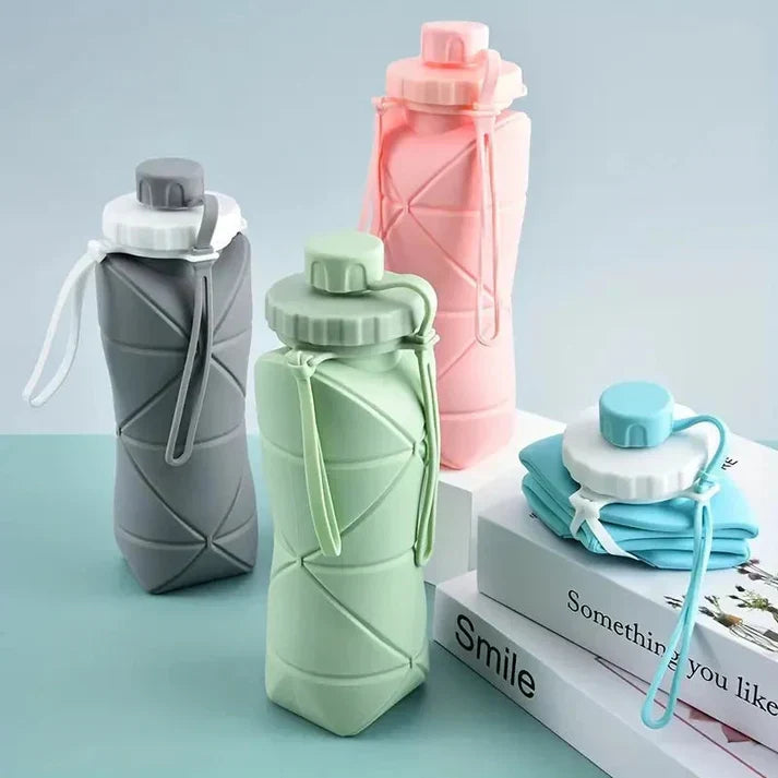 Foldable Silicone Water Bottle (600ML) – Leakproof, Lightweight & Travel-Friendly