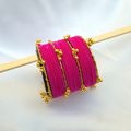 Dark Pink Dotted Golden Viral Kashmiri Bangles