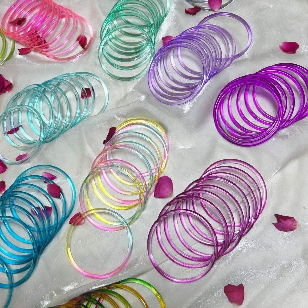 Multi viral Jelly 12 Bangles  With 4 ghunghru Kare