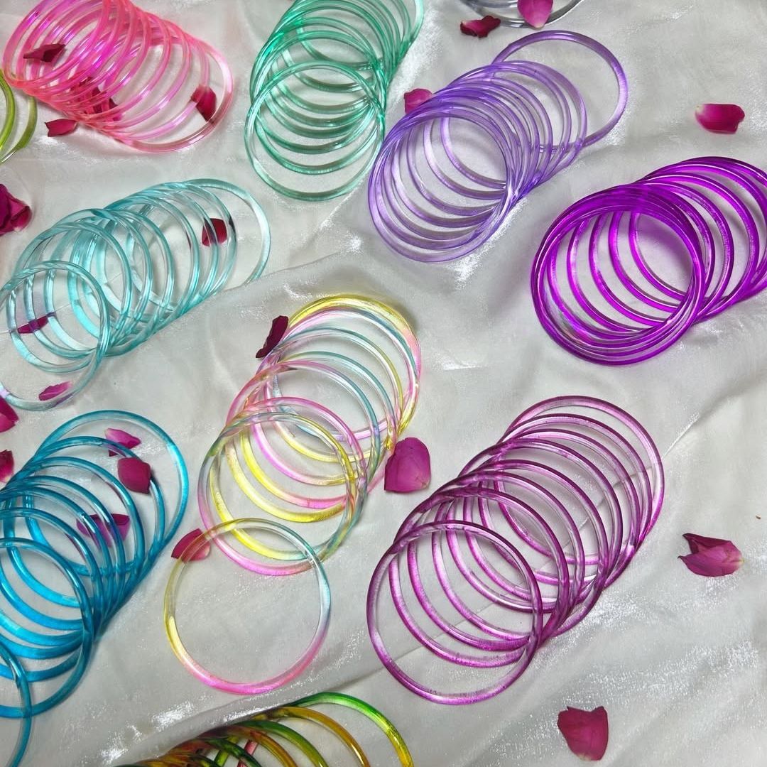 Multi viral Jelly 12 Bangles  With 4 ghunghru Kare