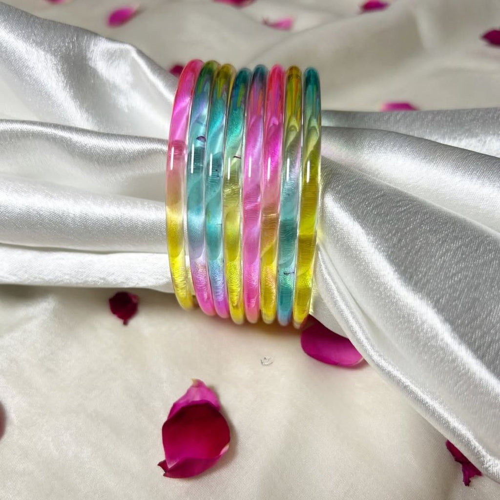Multi viral Jelly 12 Bangles  With 4 ghunghru Kare