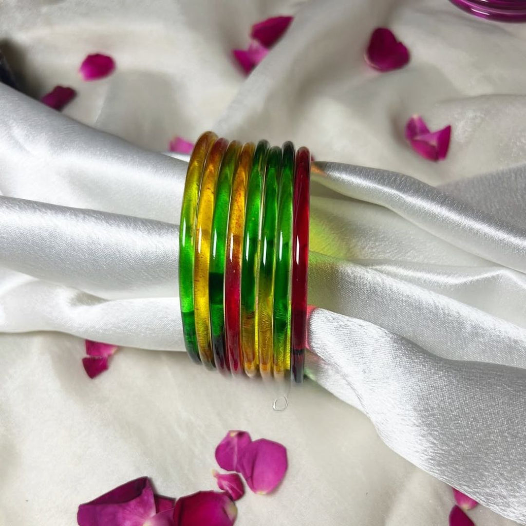 Multi viral Jelly 12 Bangles  With 4 ghunghru Kare
