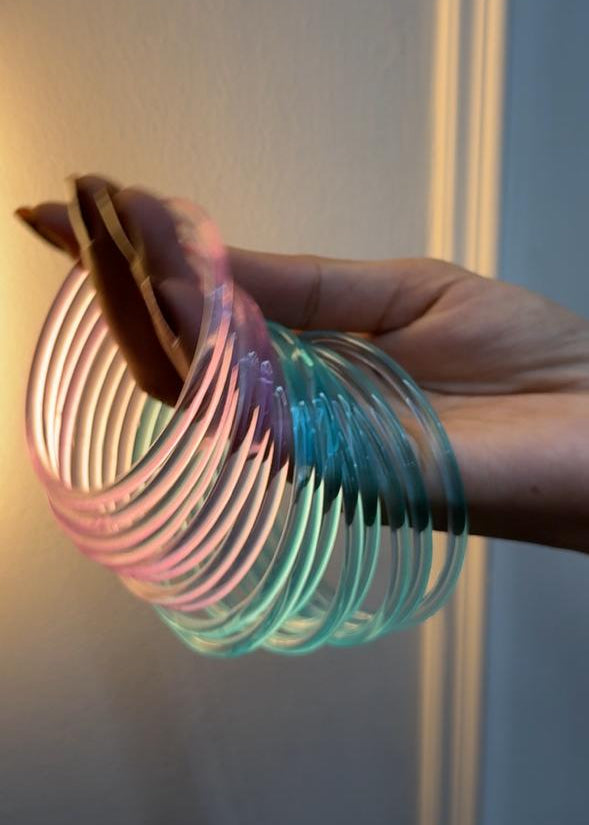 Jelly Bangles 🪼🩷🩵 14 Jelly Bangles And 4 Ghunghru kare